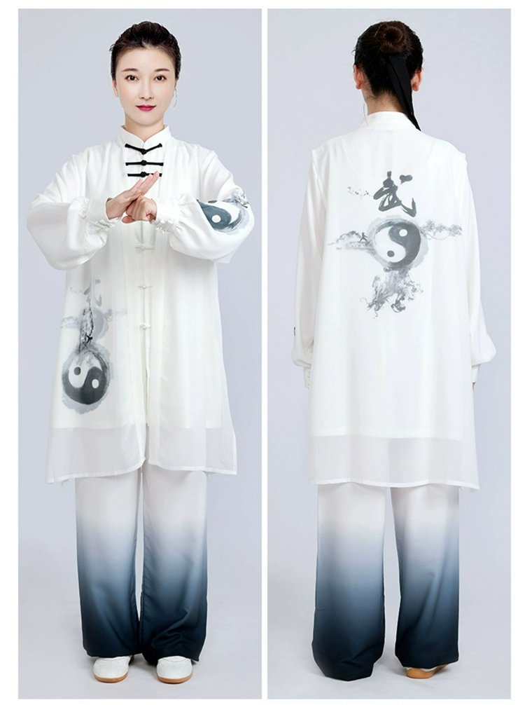 Tai Chi posture in ink wash outfit