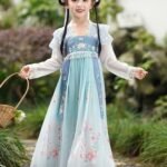 Kids Hanfu Dress with Embroidered Floral Design