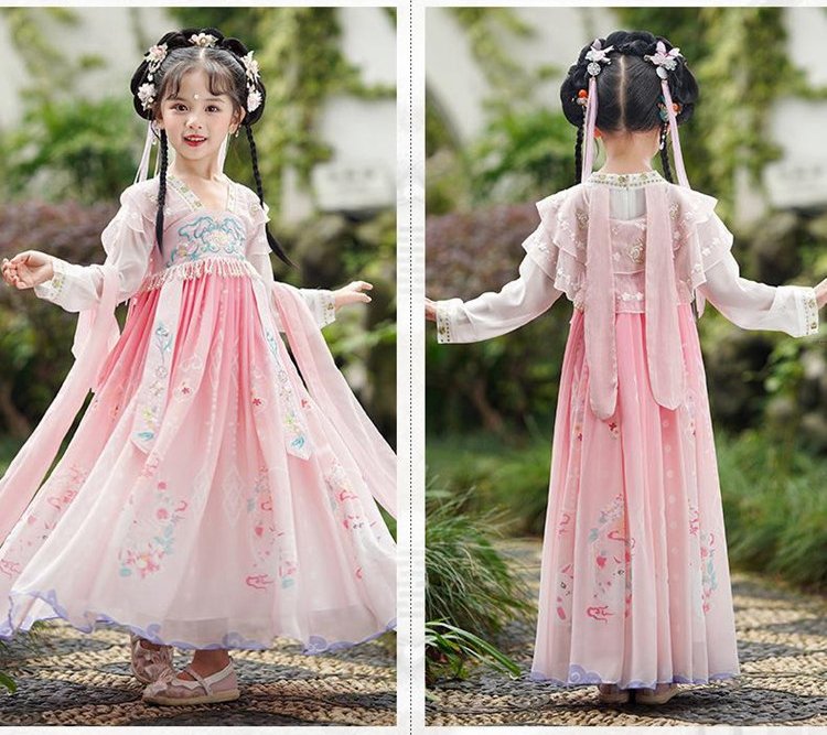 Pink Hanfu outfit showing both angles