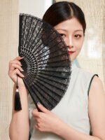 Double Layered Lace Small Folding Fan Classical Folding Fans - Image 2
