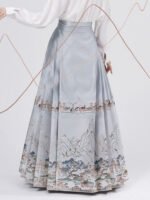 Blue Landscape Ma Mian Skirt Fairyland Brocade Hanfu Skirt - Image 3