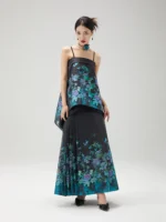 Modern Hanfu Summer Set Layered Top & Pleated Skirt - Image 2