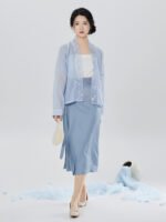 Lightweight Outfit Set Women Chiffon Cardigan Strap Top & Wrap Skirt - Image 3