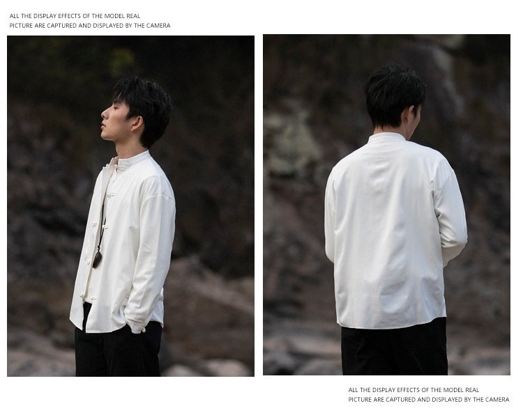Chinese Style Long-Sleeved Shirt for Modern Men