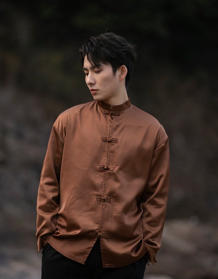 Chinese Style Long-Sleeved Shirt for Modern Men