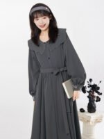 Loose Chinese Dress Long Sleeve Two-Piece Shawl Collar Dress Set - Image 6