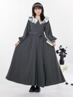 Loose Chinese Dress Long Sleeve Two-Piece Shawl Collar Dress Set - Image 3