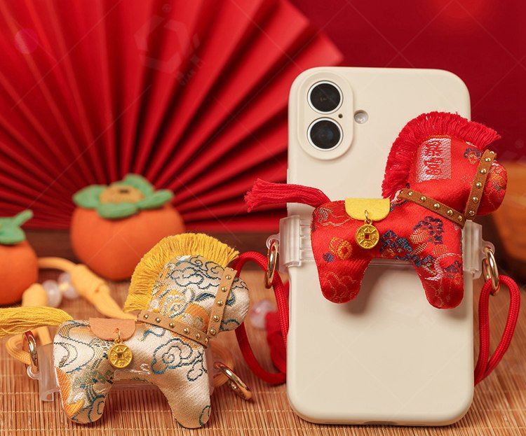 lucky horse embroidered chinese sachet phone clip for festival gift