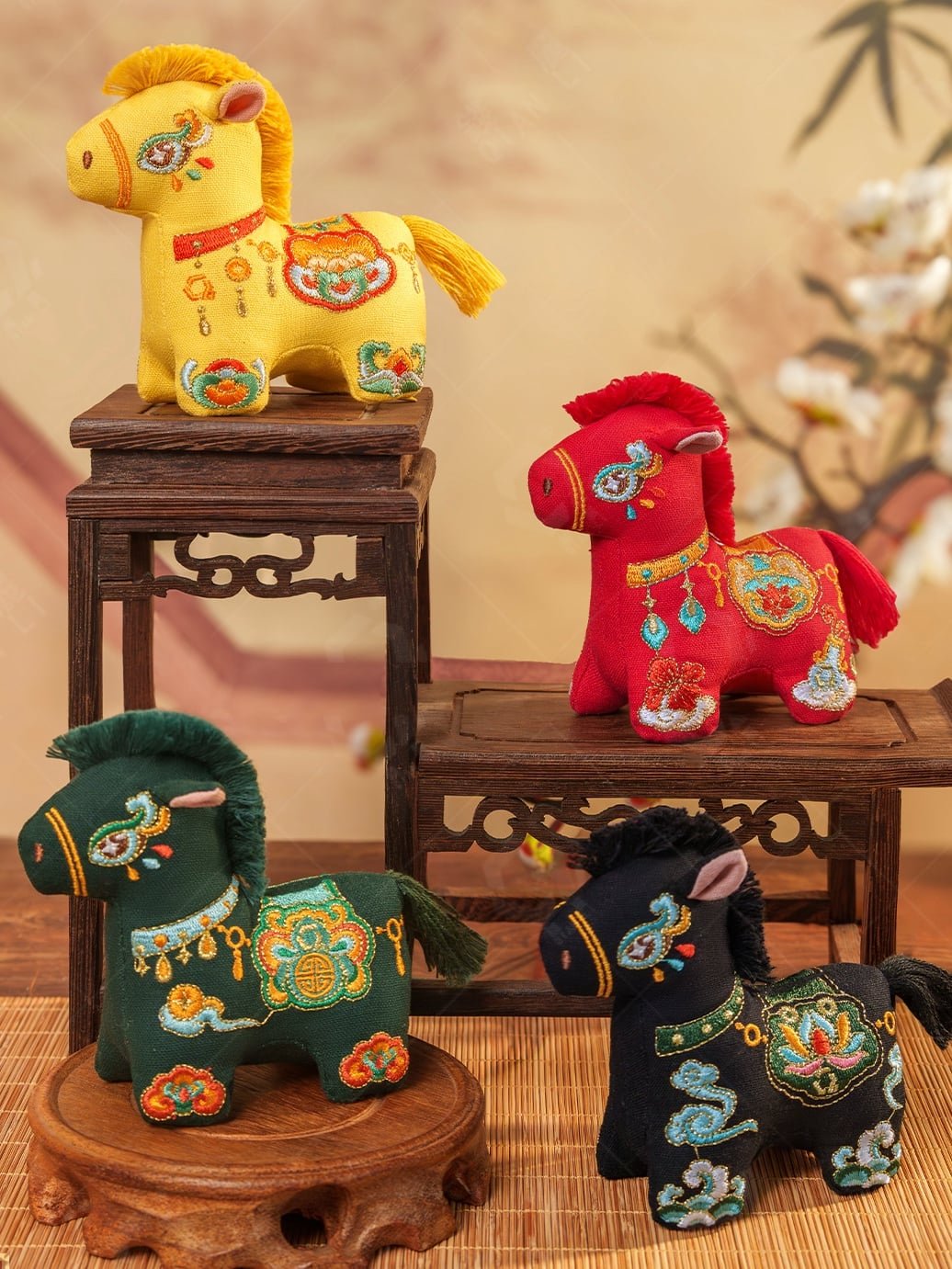 embroidered lucky horse chinese sachet ornament