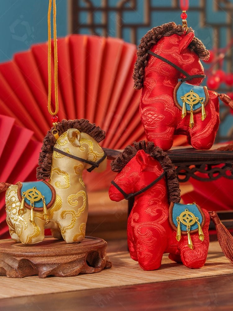 embroidered lucky horse chinese sachet ornament