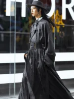 Men Hanfu Dress Black Tang Round Necked Robe