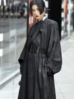 Men Hanfu Dress Black Tang Round Necked Robe - Image 2