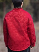 Red Chinese Tang Jacket for Men – Warm Winter Loose Fit Daily Wear - Image 6