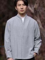 Men’s Daily Tang Suit Jacket – Mandarin Collar Frog Button Chinese Jacket - Image 3