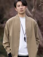 Men’s Daily Tang Suit Jacket – Mandarin Collar Frog Button Chinese Jacket - Image 9