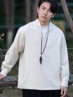 Men’s Daily Tang Suit Jacket – Mandarin Collar Frog Button Chinese Jacket - Image 6