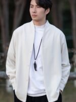 Men’s Daily Tang Suit Jacket – Mandarin Collar Frog Button Chinese Jacket - Image 7