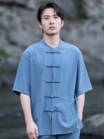 Men’s Chinese Summer Outfit – Short Sleeve Shirt & Pants Set - Image 4