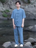 Men’s Chinese Summer Outfit – Short Sleeve Shirt & Pants Set - Image 2