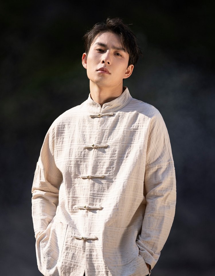 Chinese Style Mens Linen Shirts Long Sleeve