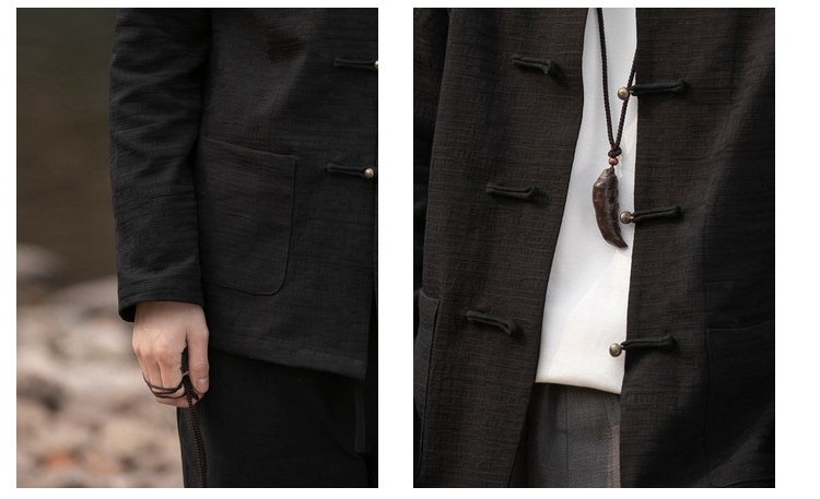 Chinese Style Mens Linen Shirts Long Sleeve