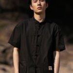 Stylish Men’s Short-Sleeved Shirt Loose Plate Buckle Shirt