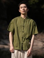 Stylish Men’s Short-Sleeved Shirt Loose Plate Buckle Shirt - Image 2