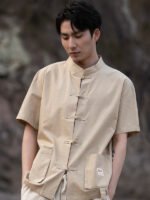Stylish Men’s Short-Sleeved Shirt Loose Plate Buckle Shirt - Image 3