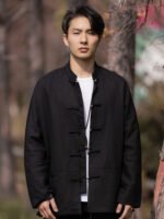 Men’s Solid Color Chinese Tang Jacket Traditional Outerwear - Image 2