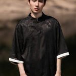 Traditional Men’s Tang Suit Shirt Printed Short Sleeve Shirt