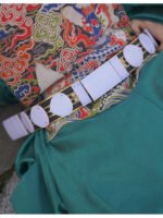 Ming Style Hanfu Leather Belt – Wide 5cm White Jade Look Waist Belt for Performance & Photography - Image 2