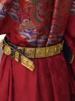 Ming Style Hanfu Leather Belt – Wide 5cm Adjustable Waist Belt for Performance & Photography - Image 2