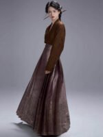 Ming Style Brocade Mamian Skirt Hanfu Set for Women - Image 4