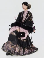 Ming Style Hanfu Set for Women – Embroidered Winter Outfit with Mamian Skirt - Image 2