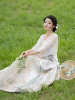 Ming-Style Hanfu Dress with Round Collar and Horse Face Skirt - Image 3