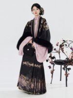 Ming Style Hanfu Set for Women – Embroidered Winter Outfit with Mamian Skirt - Image 3