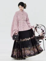 Ming Style Hanfu Set for Women – Embroidered Winter Outfit with Mamian Skirt