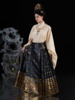 Ming Dynasty Hanfu Set – Embroidered Yuanlingpao & Horse Face Skirt - Image 7
