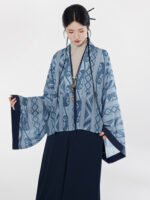 Modern Chinese Outfits Three-Piece Set Pleated Jacket Top & Wide-Leg Pants - Image 4