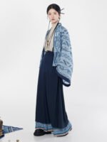 Modern Chinese Outfits Three-Piece Set Pleated Jacket Top & Wide-Leg Pants - Image 6