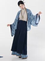 Modern Chinese Outfits Three-Piece Set Pleated Jacket Top & Wide-Leg Pants - Image 7