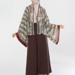 Modern Chinese Outfits Three-Piece Set Pleated Jacket Top & Wide-Leg Pants