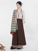 Modern Chinese Outfits Three-Piece Set Pleated Jacket Top & Wide-Leg Pants - Image 2