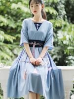 Chinese Style Dress Modern vintage Dresses Blue