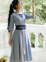 Chinese Style Dress Modern vintage Dresses Blue - Image 3