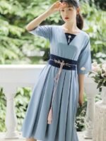 Chinese Style Dress Modern vintage Dresses Blue - Image 4