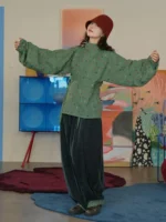 Pine Frost Modern Hanfu Top – Soft Daily Layering Wear for Women - Image 2