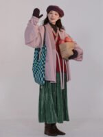 Lilac Warm Rock Fleece Modern Hanfu Winter Set ?C Daily Commuting Wear - Image 3