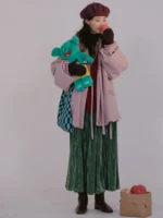 Lilac Warm Rock Fleece Modern Hanfu Winter Set ?C Daily Commuting Wear