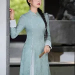 Neo-Chinese Jacquard Dress Silk Blend Midi Dress